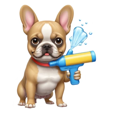 Frenchie with water gun sticker