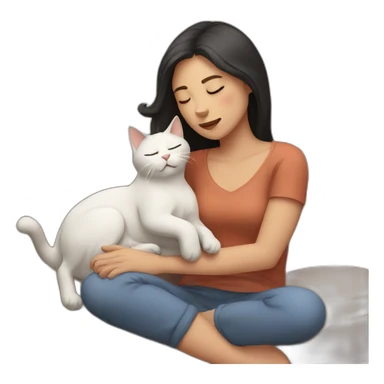 tired woman loving cat sticker