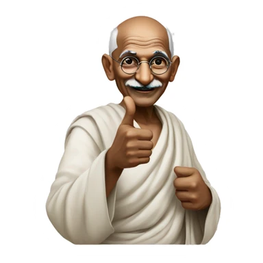 Mahatma Gandhi showing thumbs up sticker