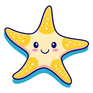 Cute orange sea star with five arms sticker