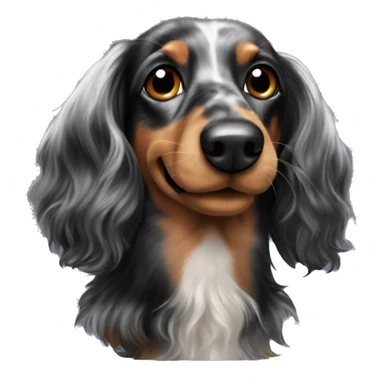 Long-haired black merle dachshund  sticker