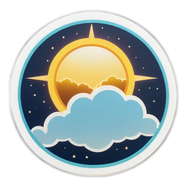 Polaroid of a golden halo in the clouds sticker