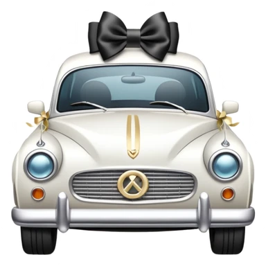 Luxury car with wedding decorations, on the side sticker