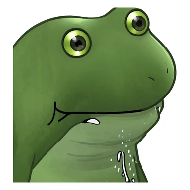 an amazed bufo frog, sparkling eyes, jaw dropped, playful cartoon sticker