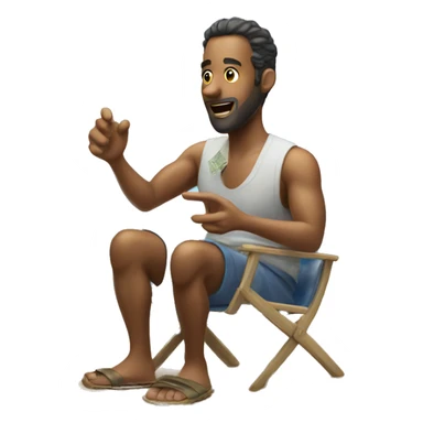 Spanish man counting dollars on the beach in Puerto Rico sticker