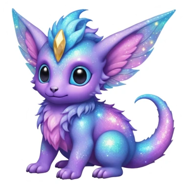 Pastel nebula furry realistic glittery Randomly-faerie-drake-colored sparkly exotic Fakémon-creature sticker