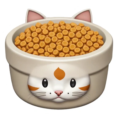 Cute pixel art cat food bowl with white kibble piled on top of it sticker