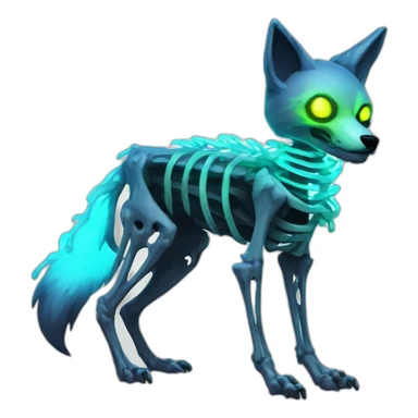 Neon Zombie skeleton fox sticker