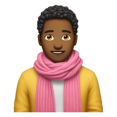Make me an emoji make it yellow make it have a pink scarf around it and shivering  sticker