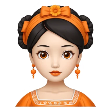 muñeca with asian features and orange dress sticker