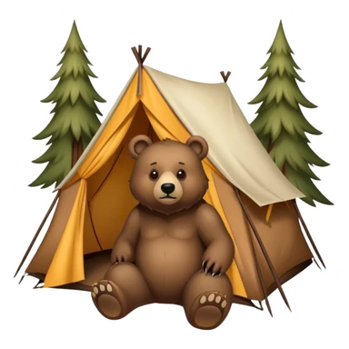 A BEAR OUTSIDE OF A TENT sticker
