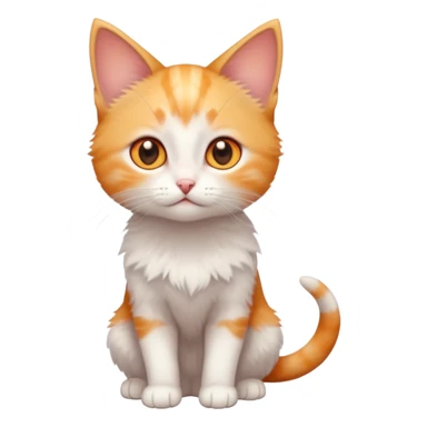 full body of very small + skinny ginger and white kitten with deep orange eyes and triangular shaped face sticker
