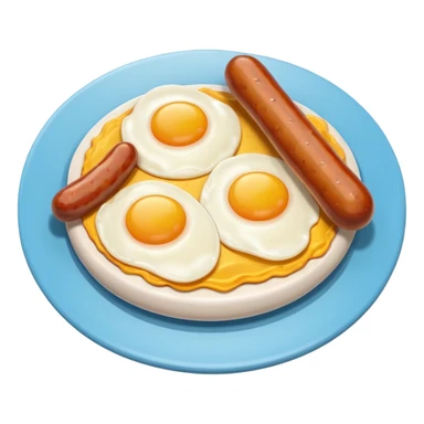 sausage and eggs object icon, fried eggs with sunny yolks, grilled sausages, warm breakfast vibe, delicious food presentation, 3D cartoon style, mobile game icon style, centered, clean background, no text, no watermark
 sticker