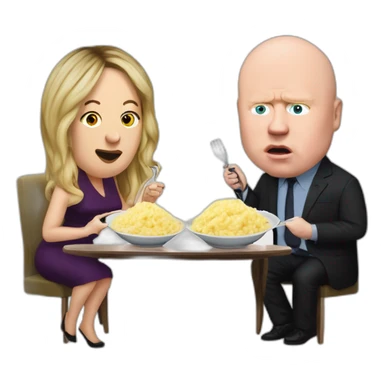 Victoria coren-mitchell and Phil Mitchell eating mashed potatoes sticker