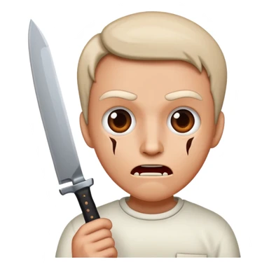 speaking face with a knife in front, as if telling a scary story sticker