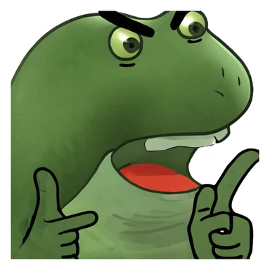 Saliva is flowing from his mouth and the rock and roll hand gesture should be on his mouth sticker