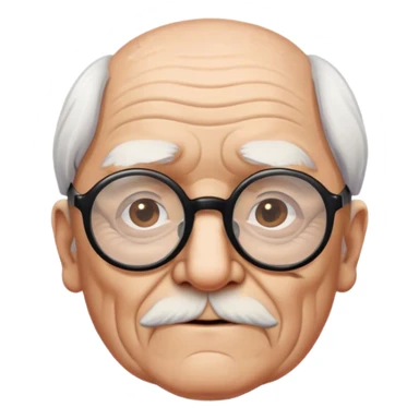 wrinkly old manwhite-male-brown-hair-black-round-glasses sticker