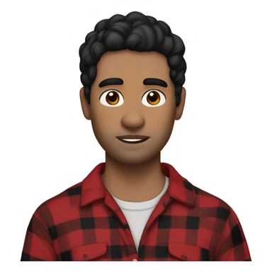 Man with black hair and brown eyes wearing red and black buffalo plaid pjs sticker