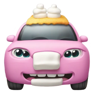Car eating cake with marshmallows in hoodie sticker