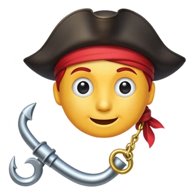 Pirate Hook, clean vector emoji, with rich details, no face on objects, white background sticker