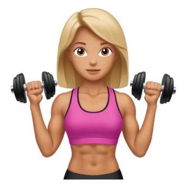 Donna si allena in spiaggia con i manubri sticker