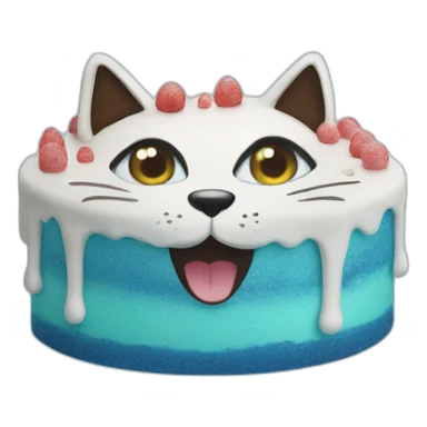 Cake in blue color with cat eye sticker