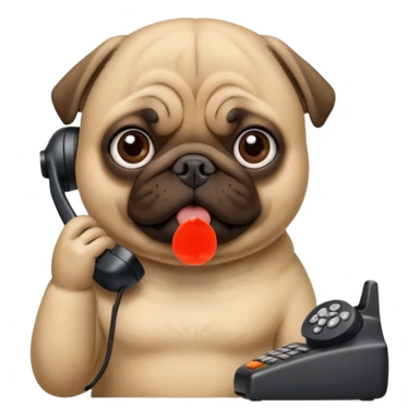 A pug on the phone sticker