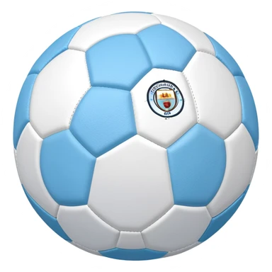Soccer ball in Manchester City sky blue and white colors sticker