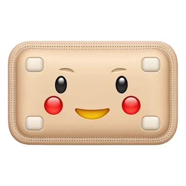 single adhesive bandage in light beige tone, rectangular with rounded edges, small padded center, slightly textured surface, subtle perforation dots on each end, positioned flat, no skin or wound, soft lighting, subtle shadows, emoji scale sticker