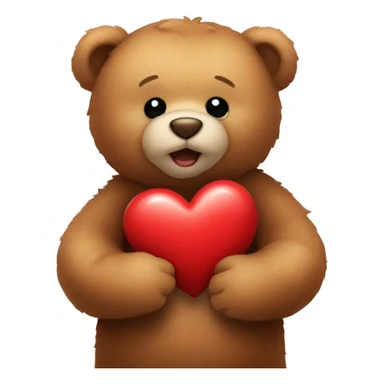 Teddy bear hugging a heart sticker