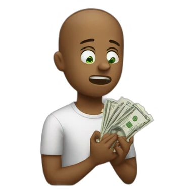 Crying holding money sticker