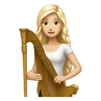 Blond girl with her harp  sticker