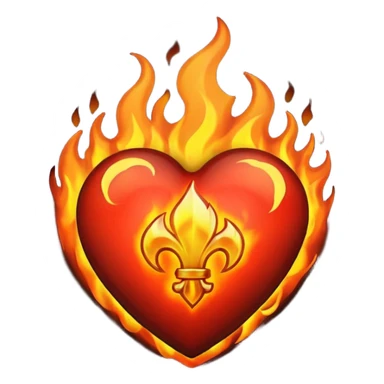 black heart emoji with fire on top sticker