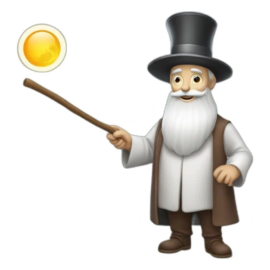 old magician with his magic stick and long white beard sticker