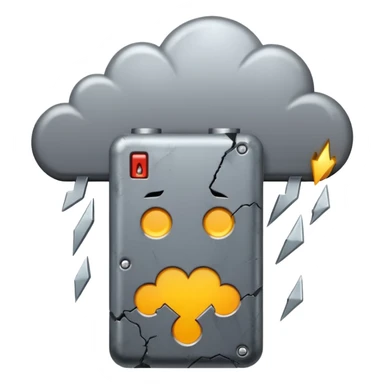 broken battery with a gray cloud above it deppression
 sticker