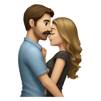 Man with brown hair and blond mustache kissed beautiful girl with dark brown hair  sticker