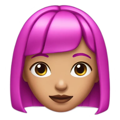 girl with neon pink bob haircut and purple eyes sticker