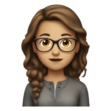 girl with brown hair and glasses sticker