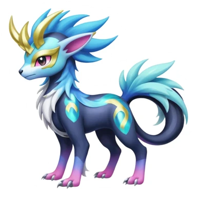 Shiny Sunny furry neon colorful scaly painted Asian pastel-gradient Absol-Meloetta-Solgaleo-Luxray-Suicune-fusion sticker