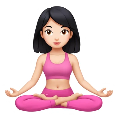 Pink yoga girl with black hair sticker