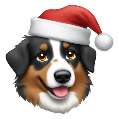 Australian shepherd wearing a Santa hat sticker