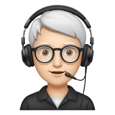 headphone and spectacles, no microphone sticker