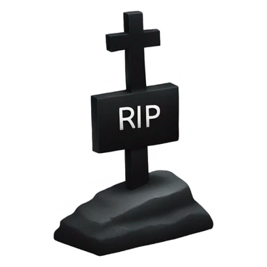 a black grave with the letters RIP on a silver  sticker