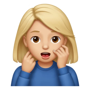 Tuck hair behind ear while biting lip emoji sticker