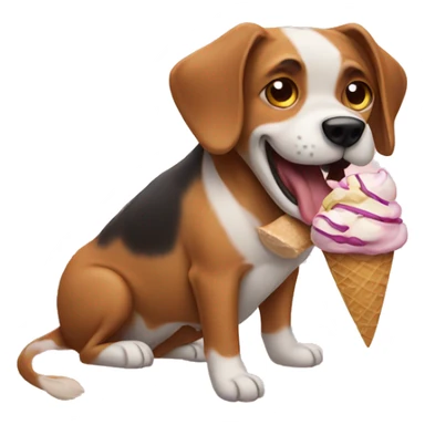 Dog eating icecream  sticker
