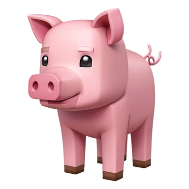 Minecraft Pig full body, pink blocky animal with square head sticker