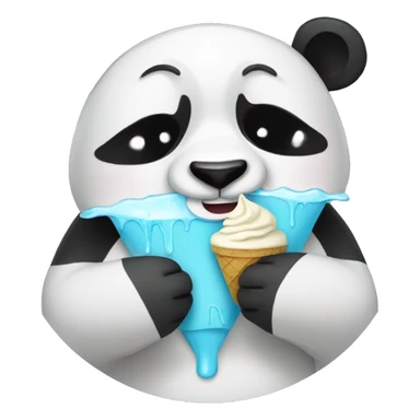Panda eating ice cream while crying sticker