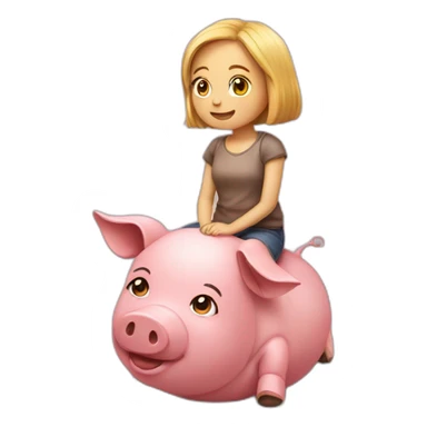 girl sitting on the pig head sticker