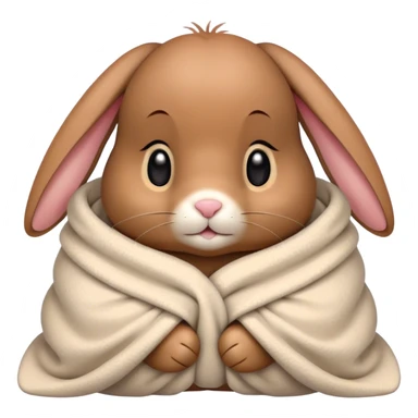 Floppy-eared brown bunny cozy in blanket  sticker