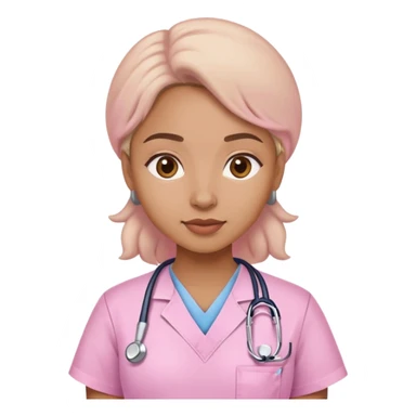 Medium brown woman in Light pink scrubs sticker